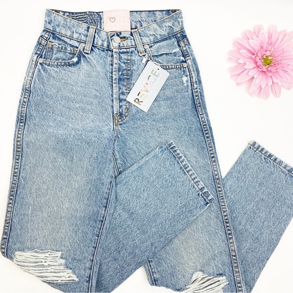 Revice Frontrunner High Rise Distressed Straight Leg Jeans Grand Prix Light Wash - Picture 6 of 14